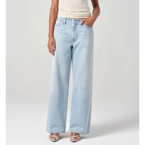 NWT Agolde Lex Low Slung Baggy Jeans Light Wash Blue Reach 28